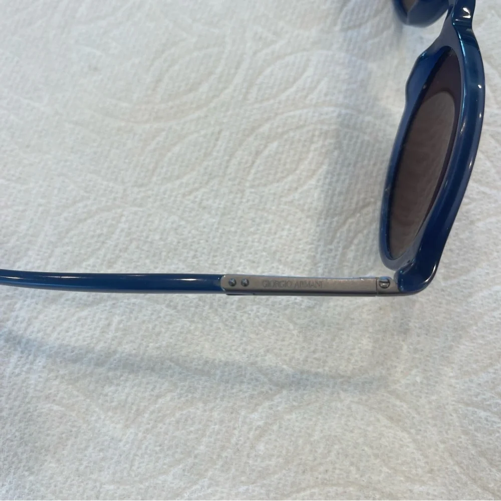 Giorgio Armani blue round sunglasses with metal trim men’s